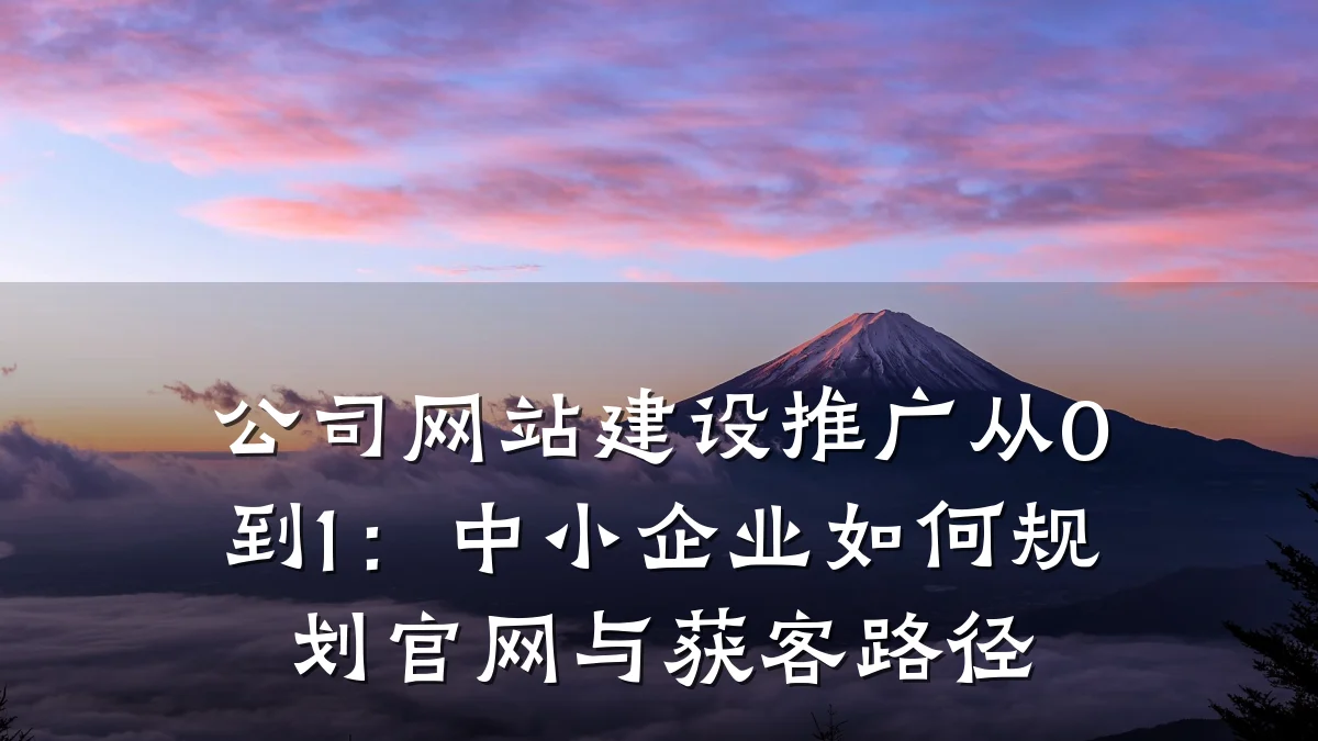 公司网站建设推广从0到1:中小企业如何规划官网与获客路径