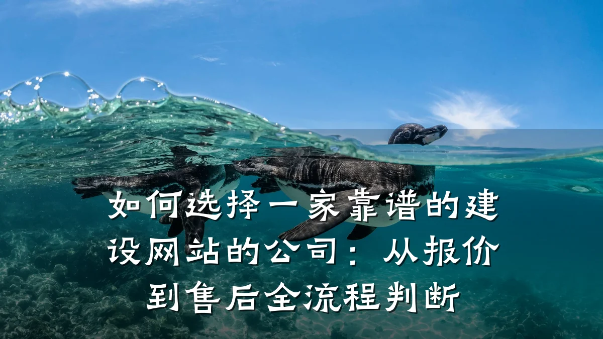 如何选择一家靠谱的建设网站的公司:从报价到售后全流程判断