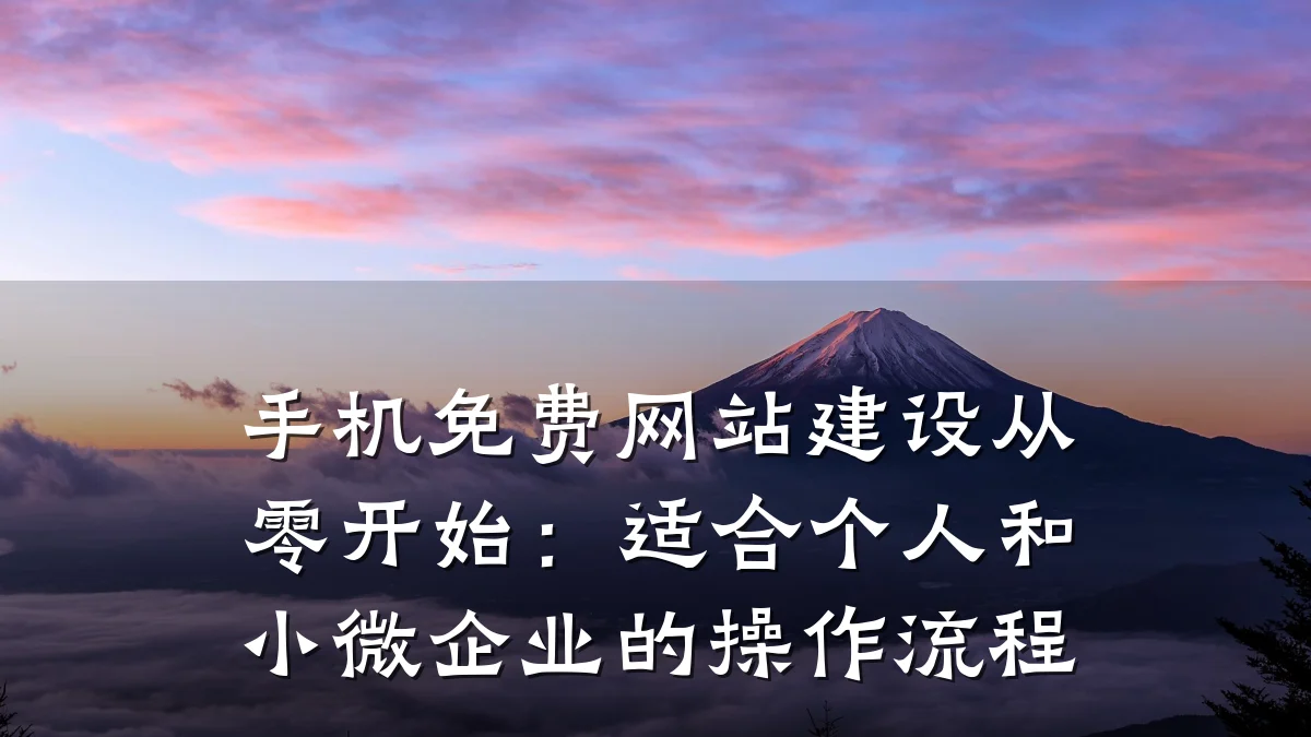 手机免费网站建设从零开始：适合个人和小微企业的操作流程