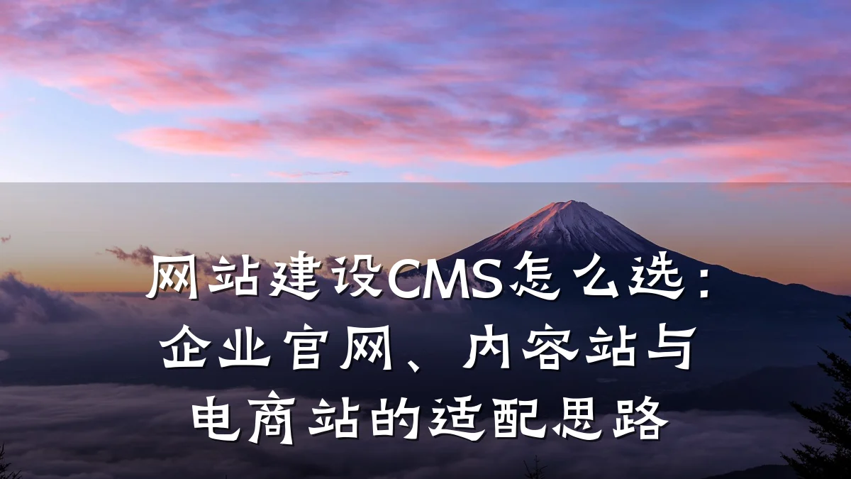 网站建设CMS怎么选:企业官网、内容站与电商站的适配思路