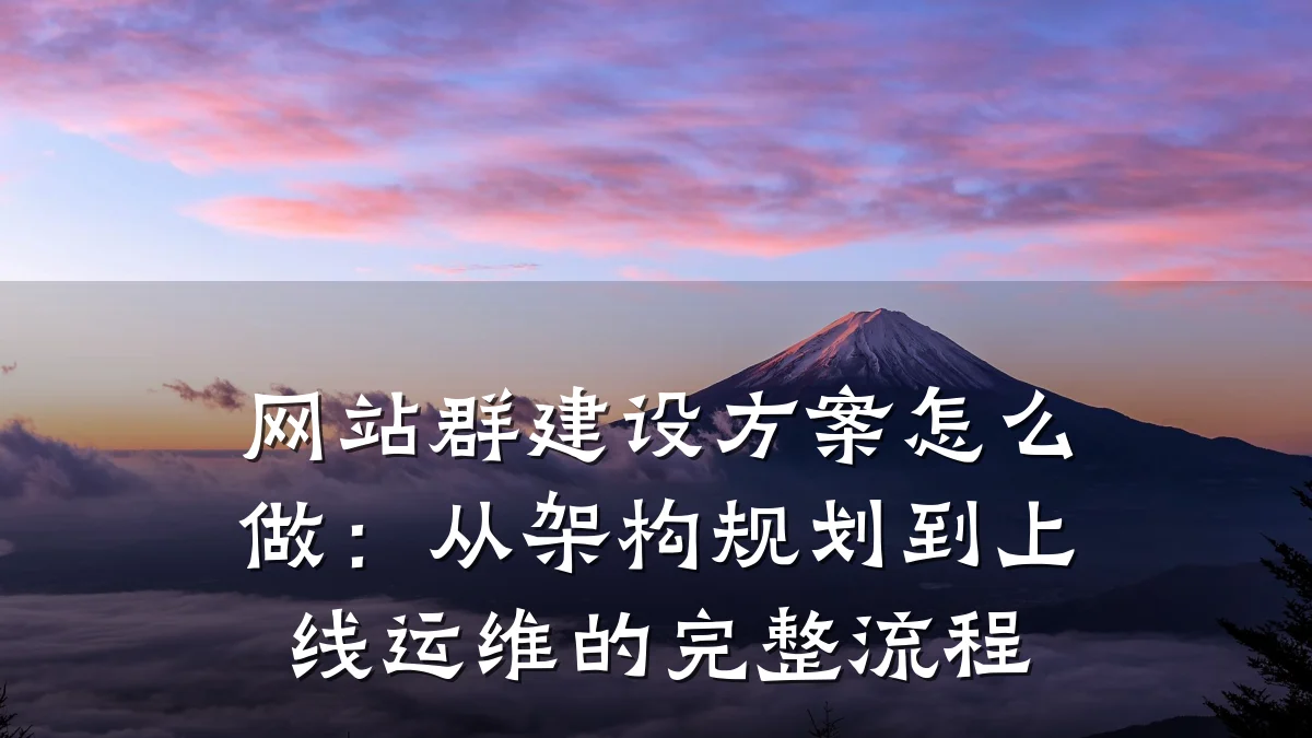 网站群建设方案怎么做:从架构规划到上线运维的完整流程